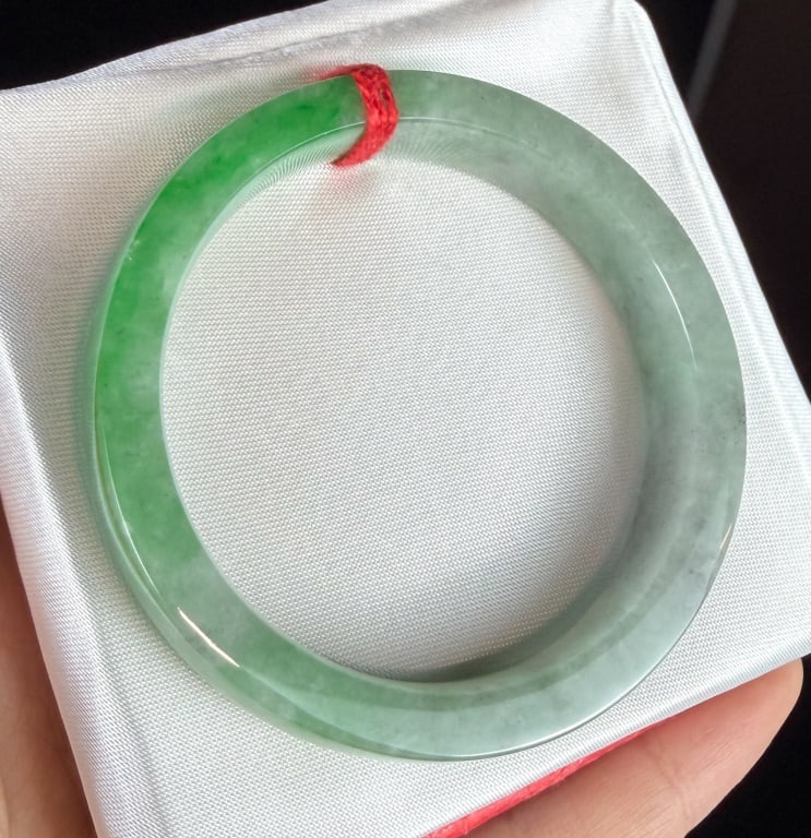 1 Square Jadeite Bangle & 1 Round Jadeite Bangle - 6