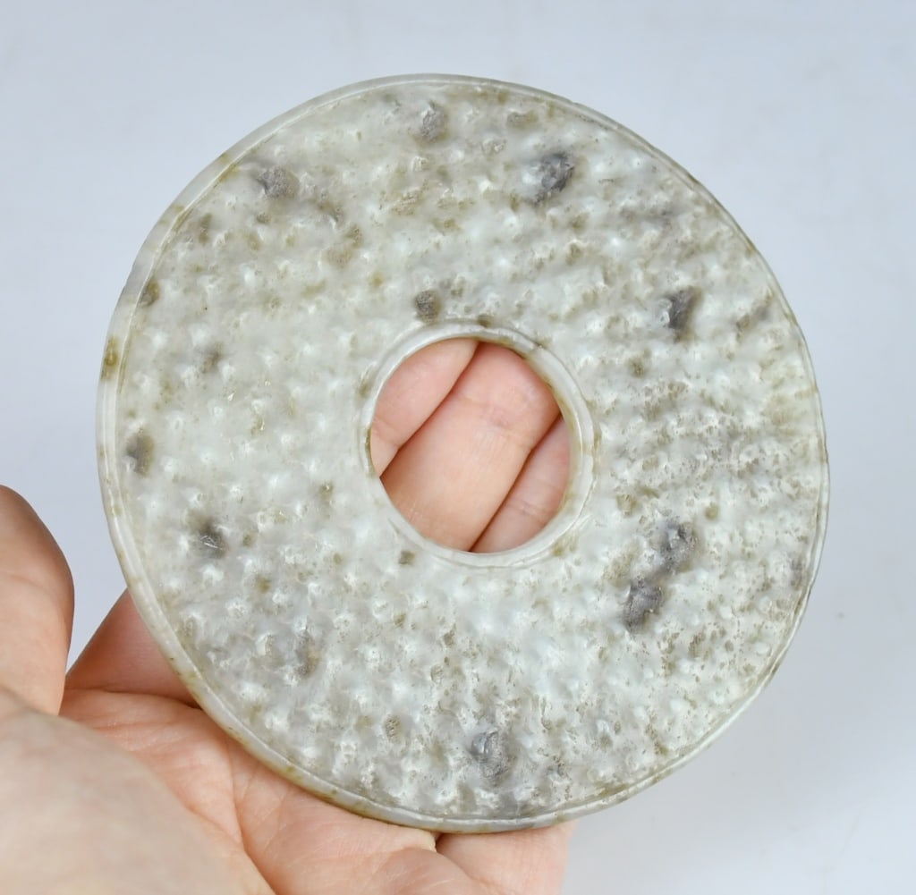An Archaistic Jade Bi Disc w/Std - 6