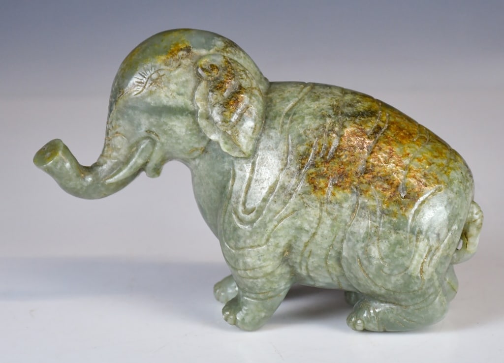 A Celadon Jade Elephant Carving Qing (1 of 12)
