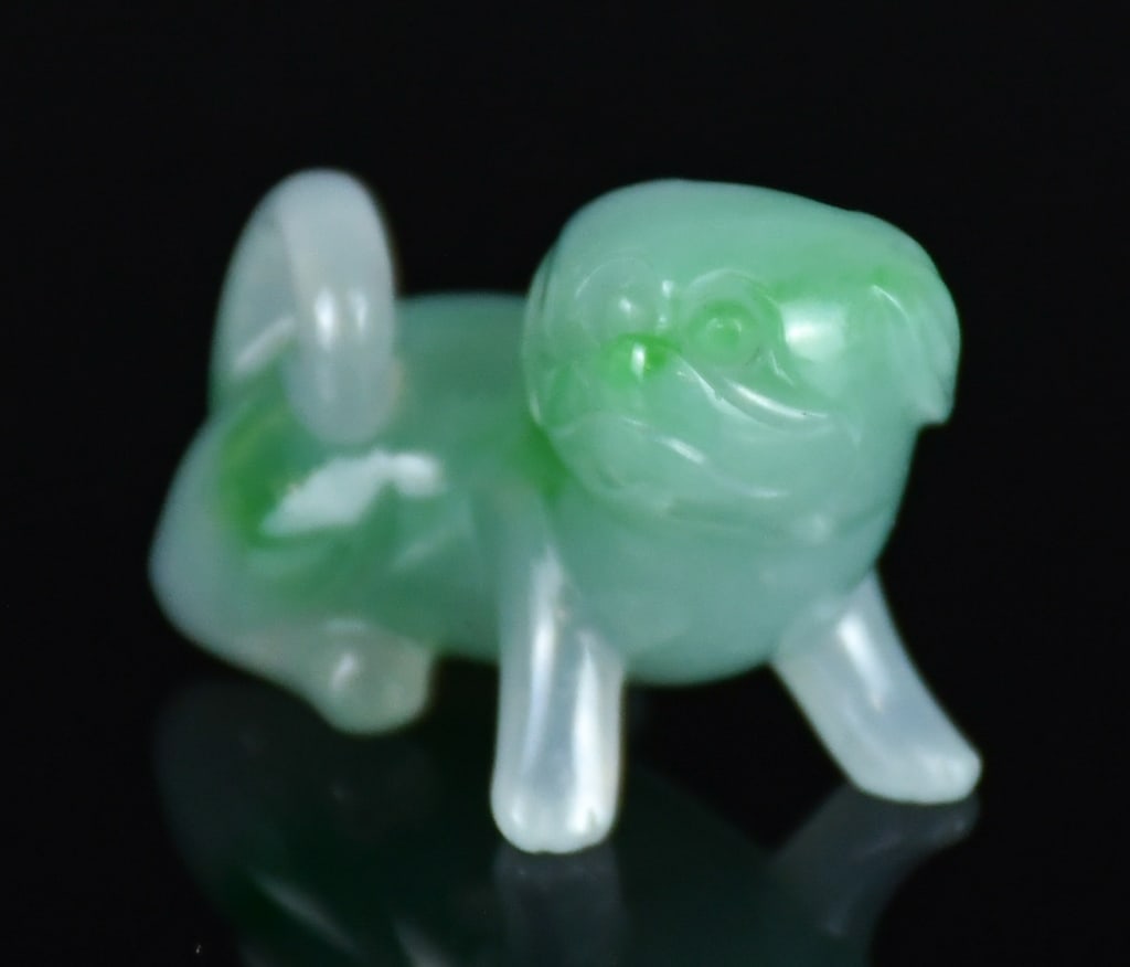 A Jadeite Carved Dog w/Std - 3