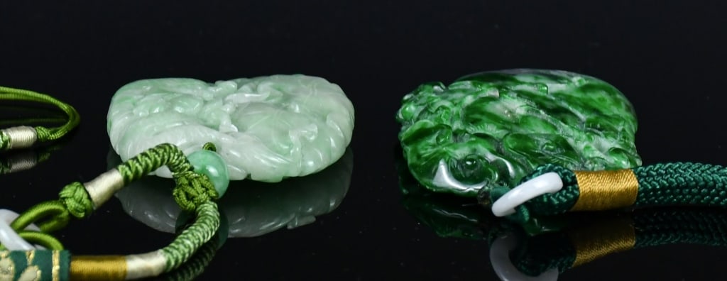 2Pcs Jadeite Carved Plaques - 4