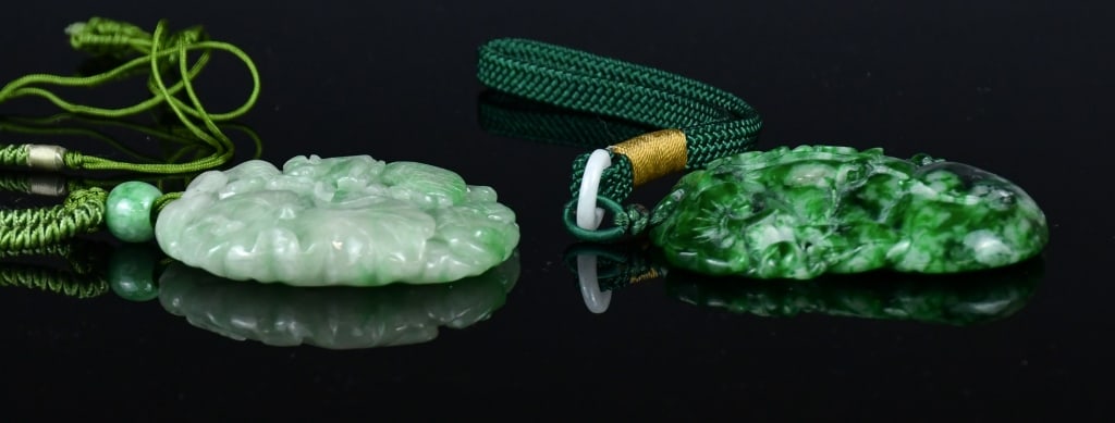 2Pcs Jadeite Carved Plaques - 5