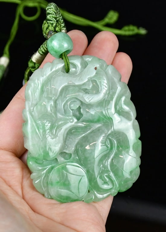 2Pcs Jadeite Carved Plaques - 8