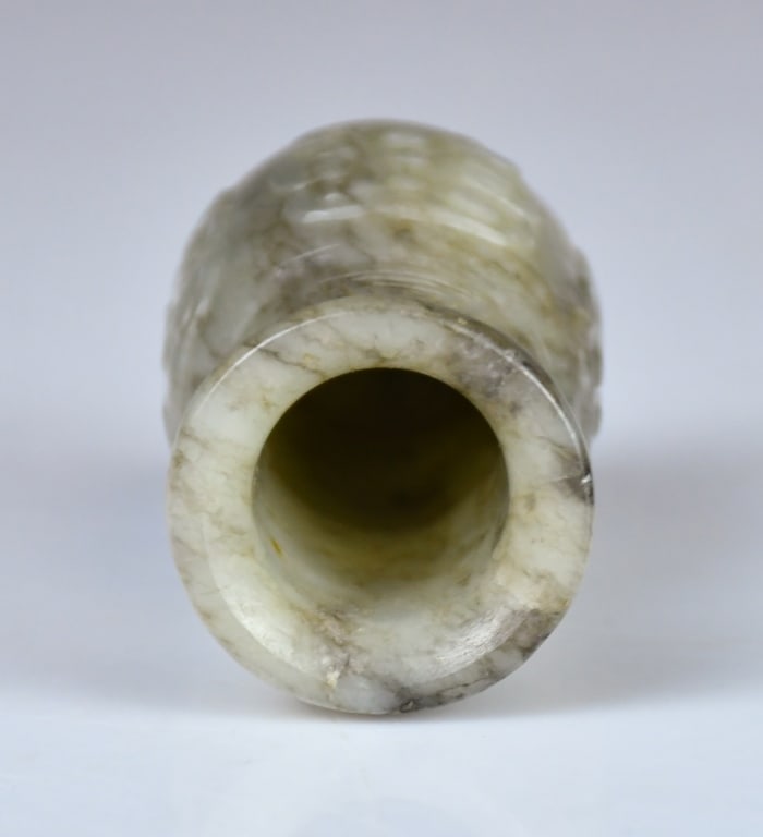 A Small Jade Carved Vase w/Std Ming - 6