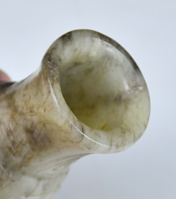 A Small Jade Carved Vase w/Std Ming - 8