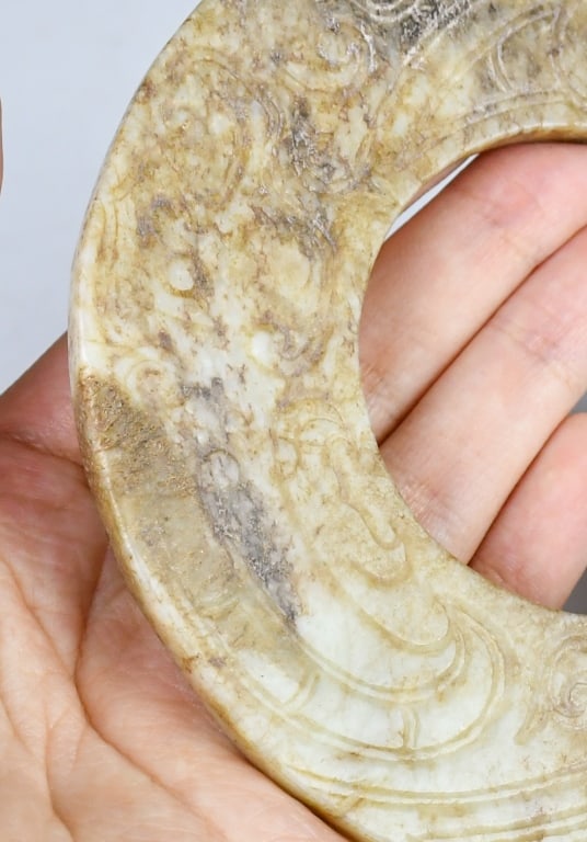 An Archaistic Jade Bi Disc w/Std - 8