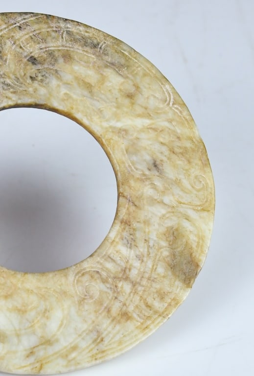An Archaistic Jade Bi Disc w/Std - 9