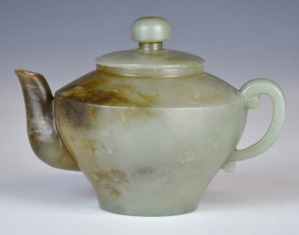 A Celadon Jade Carved Tea Pot Republican (1 of 9)