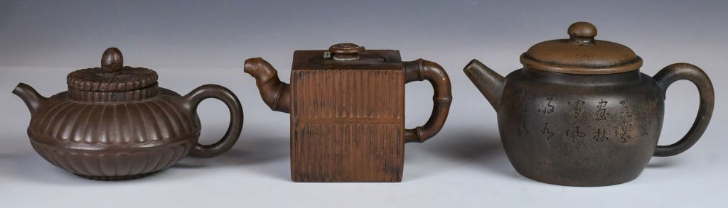Group of 3 Zisha Teapots 19thC (1 of 16)