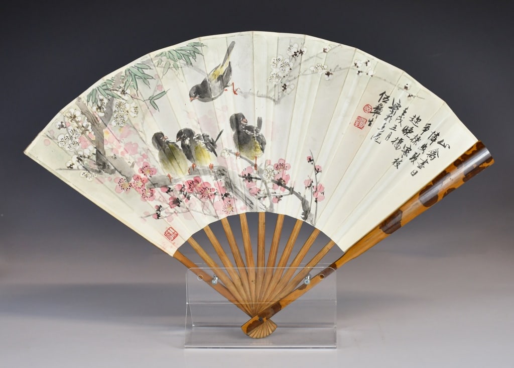 Wu YiSheng (1929-2009) Birds & Plum Blossoms Fan (1 of 16)