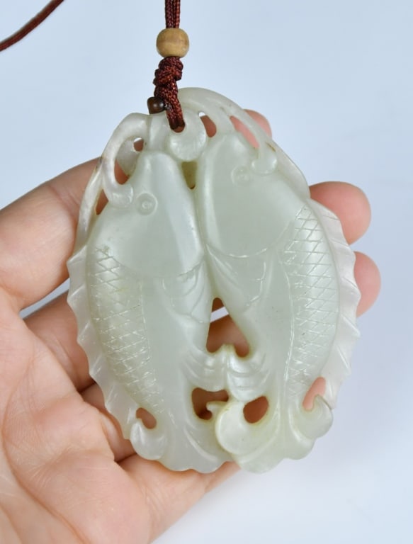 A White Jade Double-Fish Ornament w/Std Qing (1 of 5)