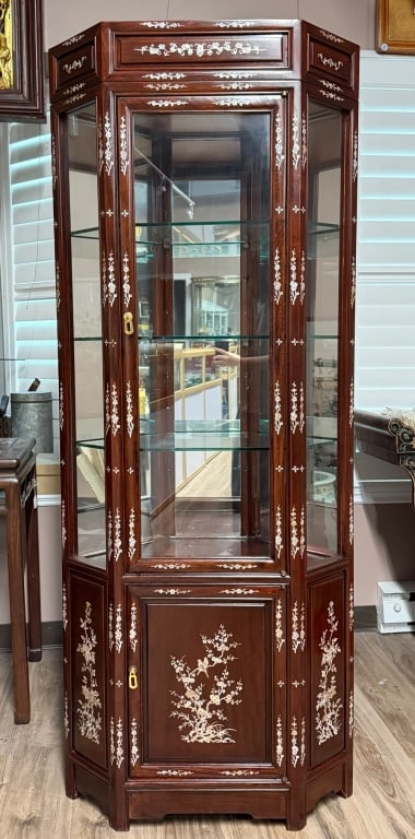 Hardwood Mother-of-Pearl Inlaid Cabinet 20thC (1 of 11)