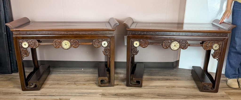 Pair Of Hardwood Recessed-Leg Side Tables Republic (1 of 11)