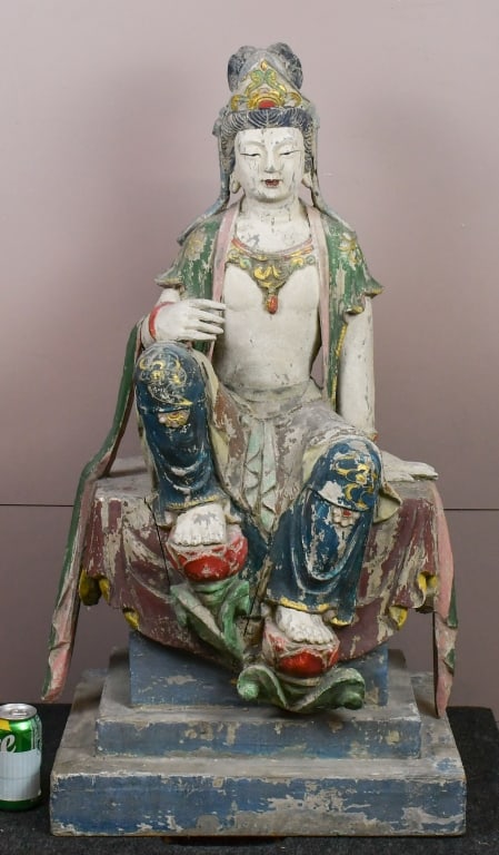 A Polychrome Wood Figure Of Bodhisattva (1 of 10)