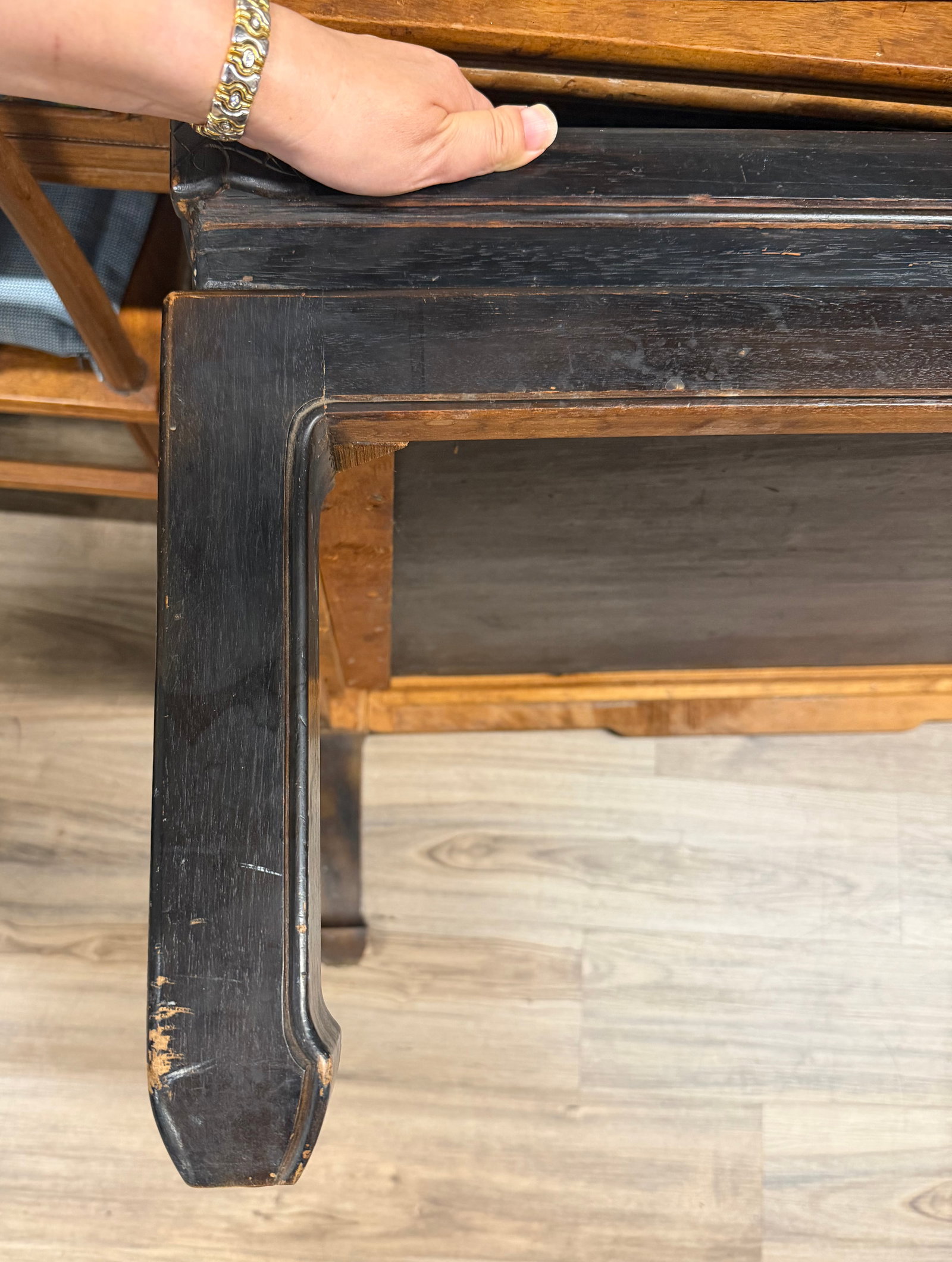 A Hardwood Coffee Table w/ Jade Carvings Inlaid Qing - 11