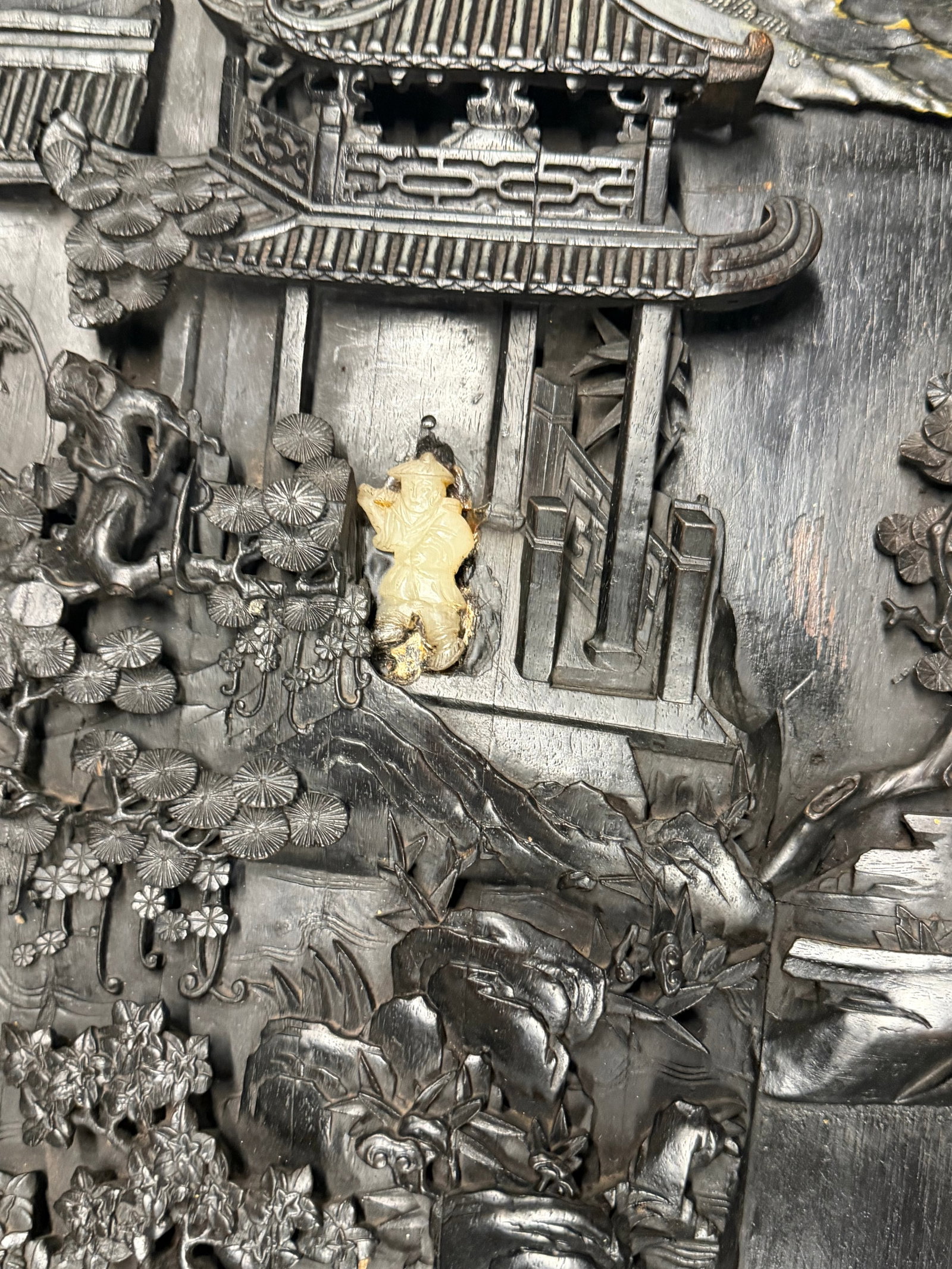 A Hardwood Coffee Table w/ Jade Carvings Inlaid Qing - 8
