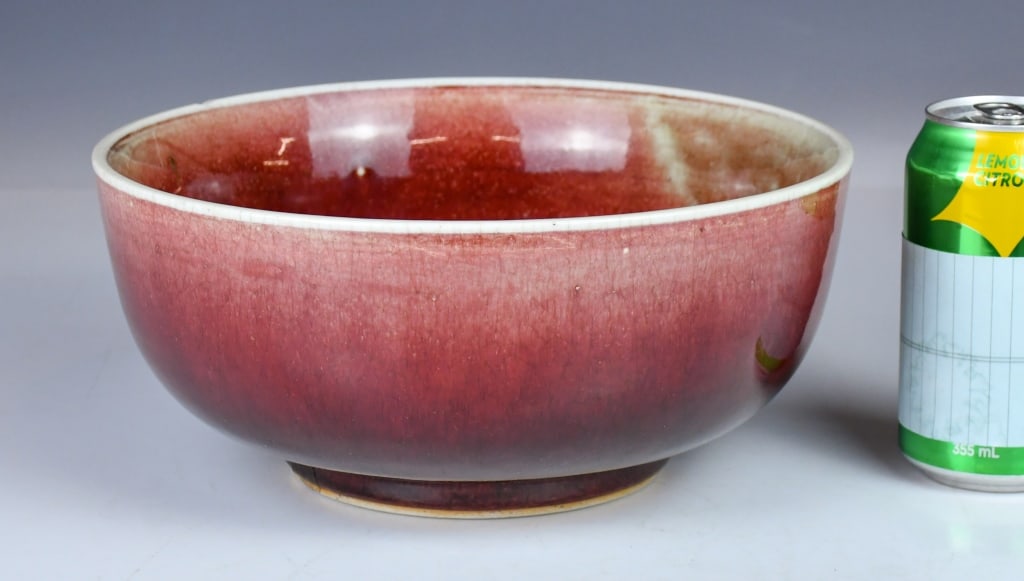 A Lrg Red Glazed Deep Bowl w/Box Qing (1 of 12)
