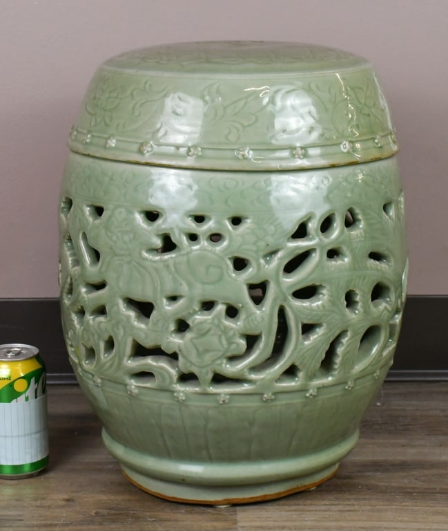 A Ming Style Longquan Celadon Drum Stool (1 of 11)
