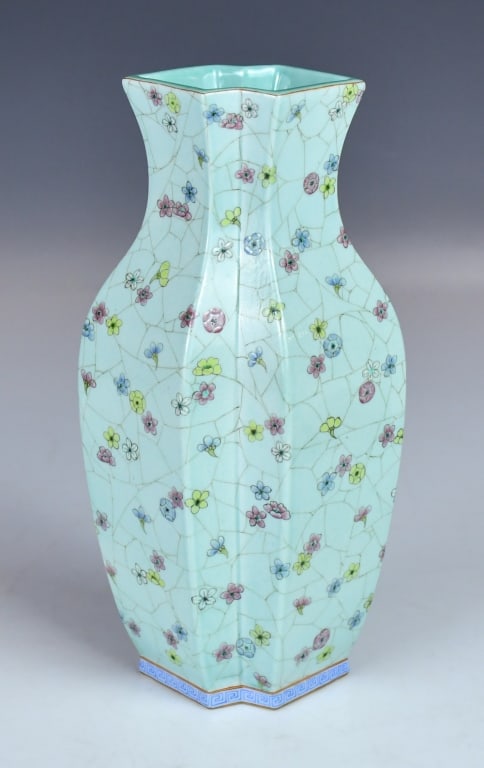A Famille-Rose Octagonal Vase Qianlong Mk Republic (1 of 13)