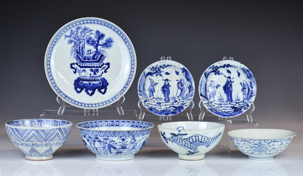 Group of 7Pcs Blue & White Table Wares Qing (1 of 12)