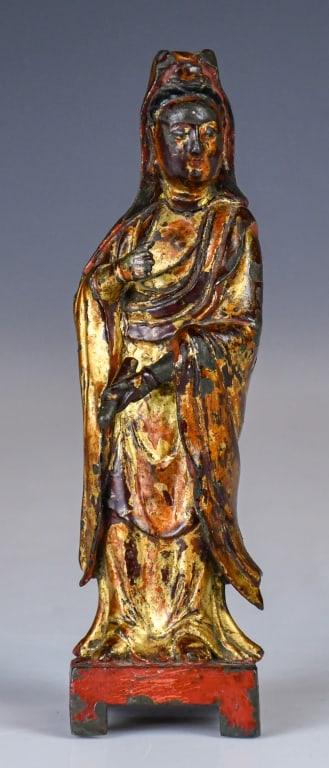 A Gilt Bronze Standed GuanYin Statue Qing (1 of 9)