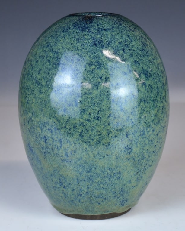 Robins-Egg Glaze Ovoid Zhisha Vase w/Mk Republican (1 of 11)