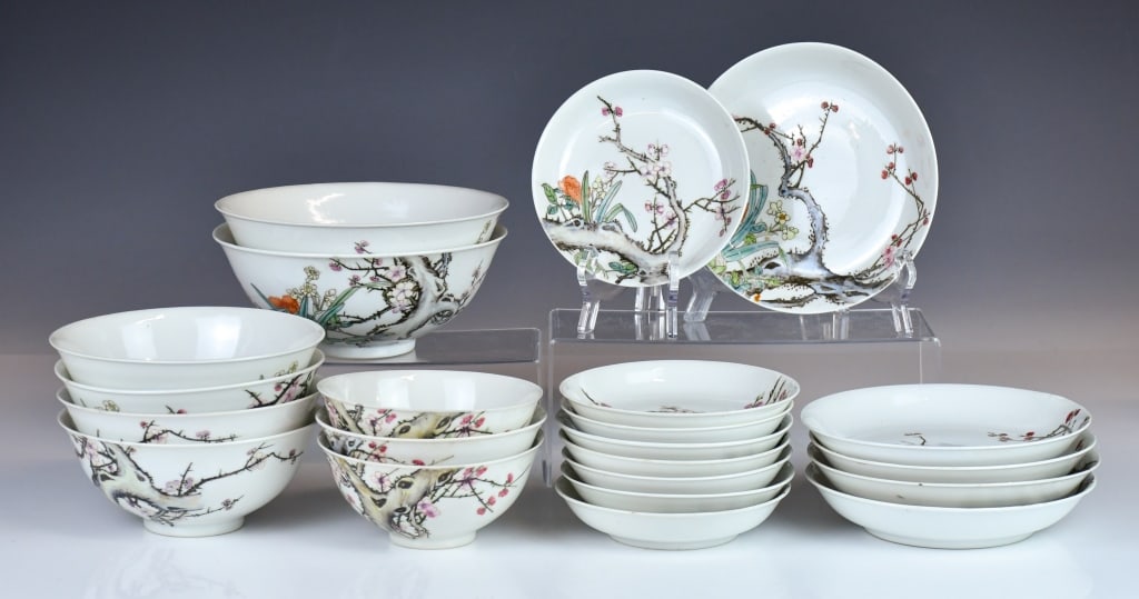 22Pcs Famille Rose Dining Set Qianlong Mk Republic (1 of 16)