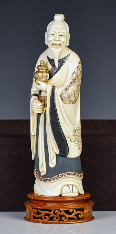 A Bone Carved Figurine w/Std w/Box Republican (1 of 14)