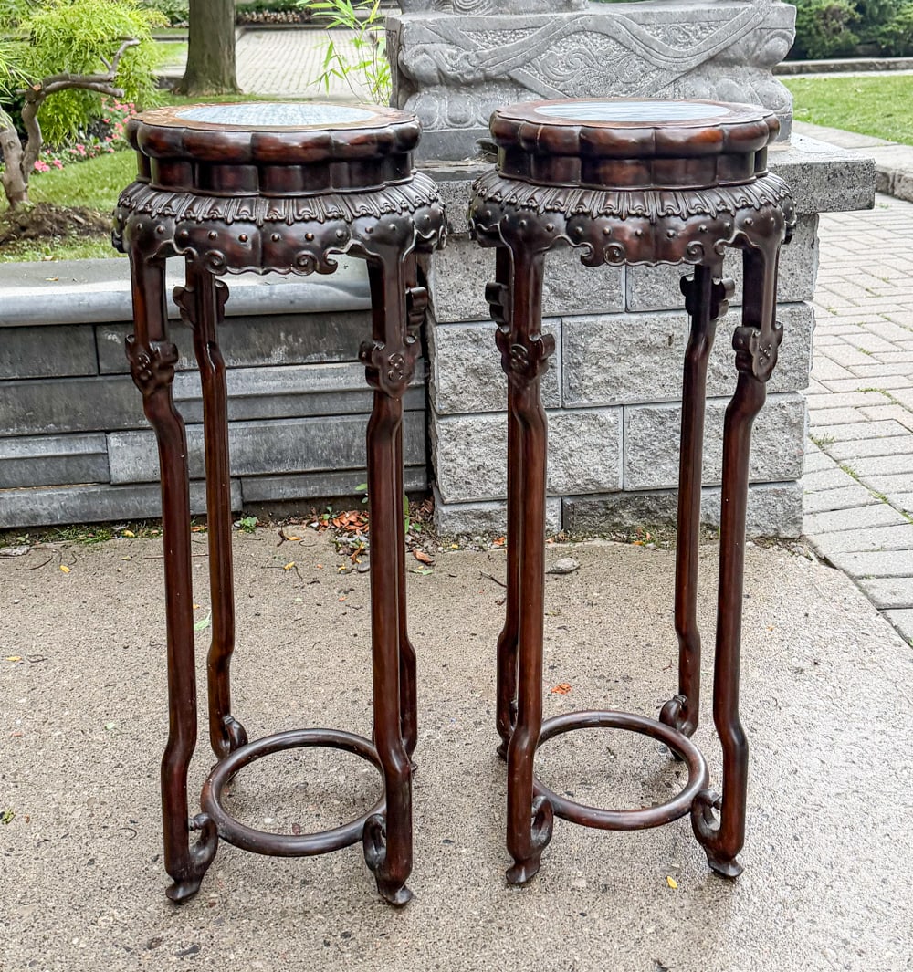 Pair of Carved Hardwood High Stands Republican (1 of 8)