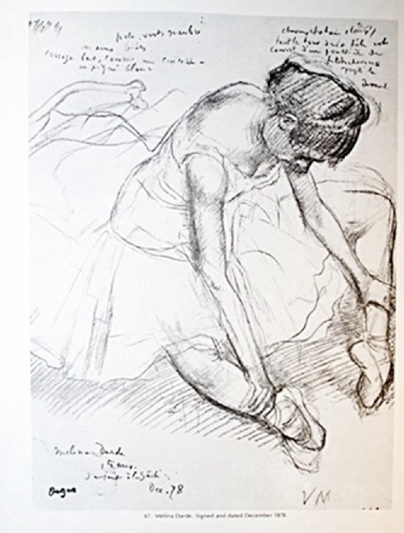 Edgar Degas Lithograph Drawing on Paper: Authentic drawing lithograph on paper out of the book by Edgar Degas, facsimile signed, unframed dimensons approx 14 x 11. This piece is matted ready for framing.