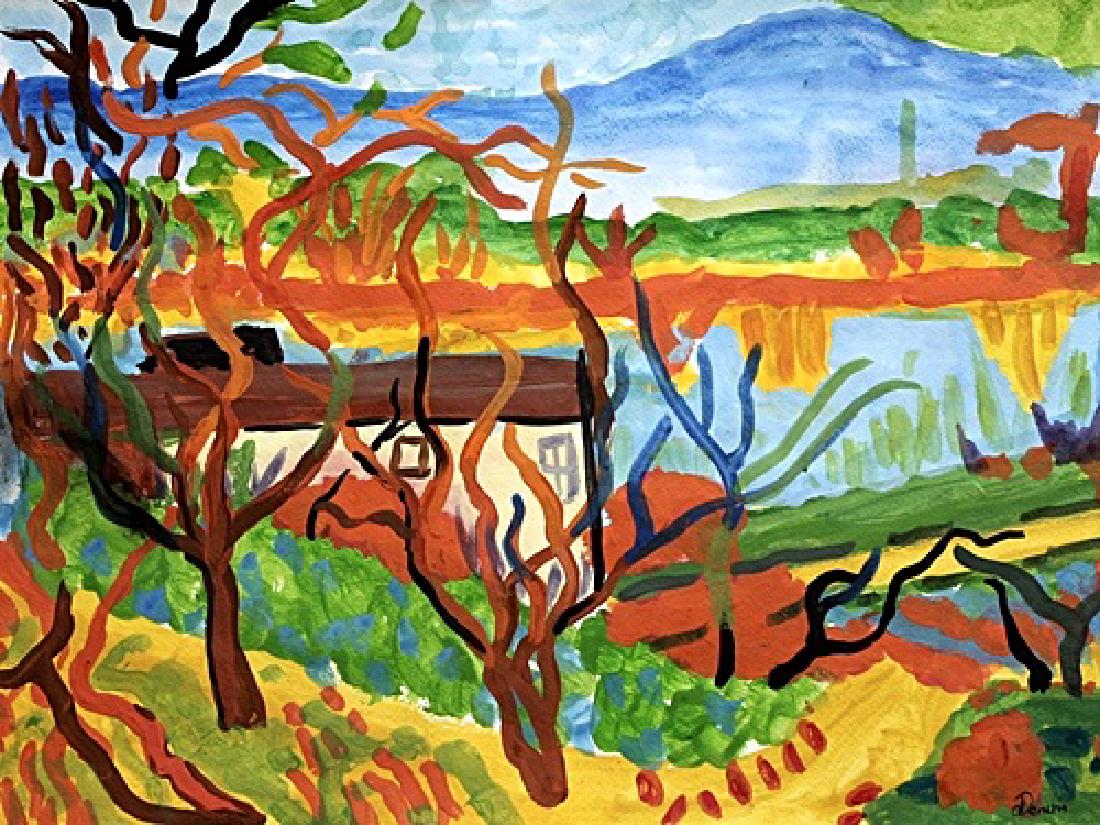 Watercolor - Andre Derain: Watercolor in the manner of Andre Derain, approx. 17x13 in. André Derain was a French artist, painter, sculptor and co-founder of Fauvism with Henri Matisse.