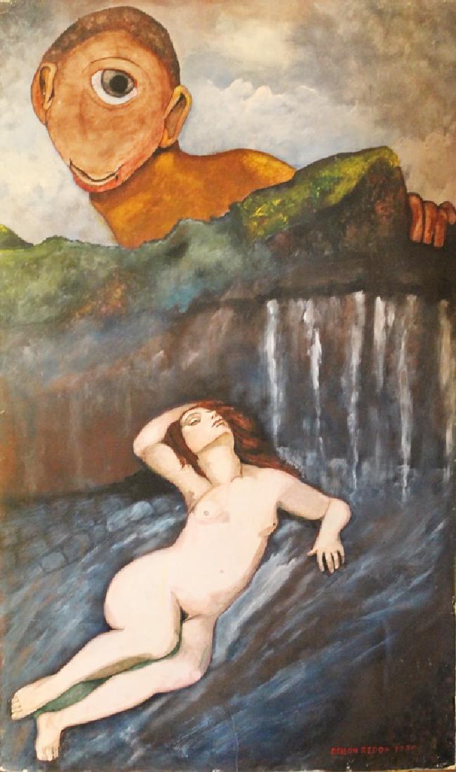 Oil on Canvas - Odilon Redon: Oil on Canvas in the manner of Odilon Redon. Redon started drawing as a young child, and at the age of 10 he was awarded a drawing prize at school. At age 15, he began formal study in drawing but on t