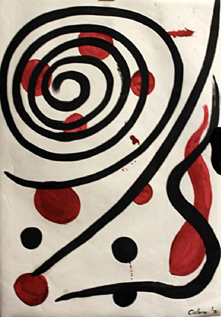Infinity - Alexander Calder - Oil On Paper: Oil on paper by Alexander Calder, approx. 19x13 in. Alexander Calder was an American sculptor known as the originator of the mobile, a type of moving sculpture made with delicately balanced or suspend