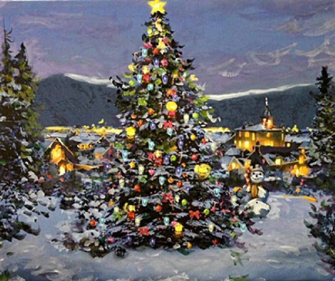 "Christmas In Town" Original Painting by Michael: Original, Painting on Canvas, "Christmas In Town", Item does NOT come Framed, A Certificate of Authenticity will be provided. Schofield was born in Florida 1947, but his family moved to California tha