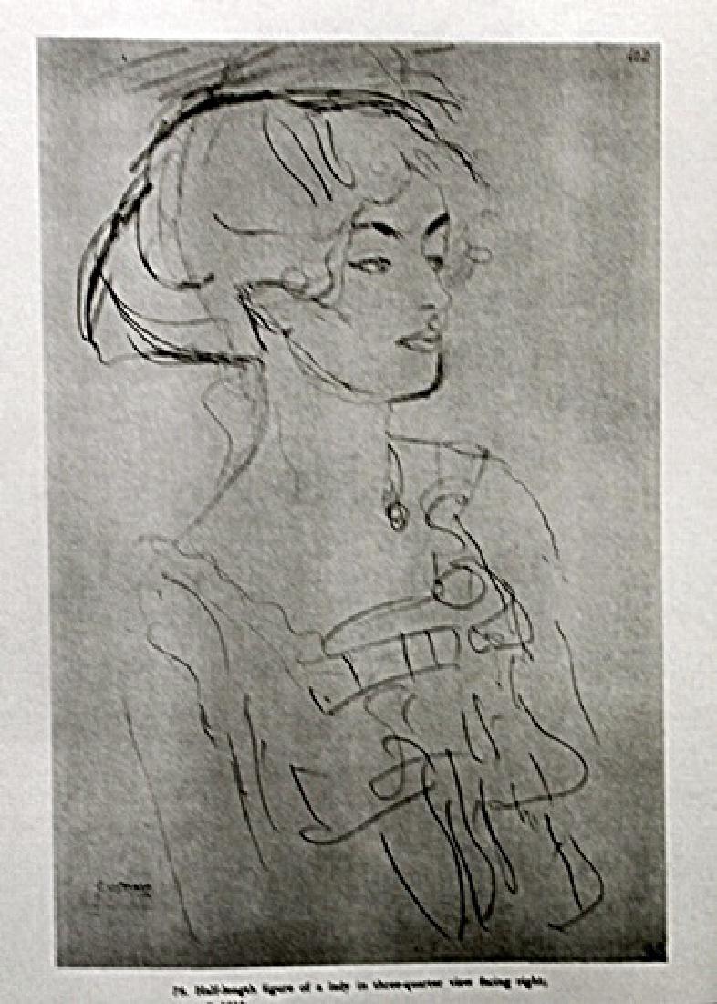 Gustav Klimt Lithograph Drawing: Authentic lithograph drawing out of the book by Gustav Klimt. Unframed dimensions approx 9 x 12. This piece comes matted ready to be framed.