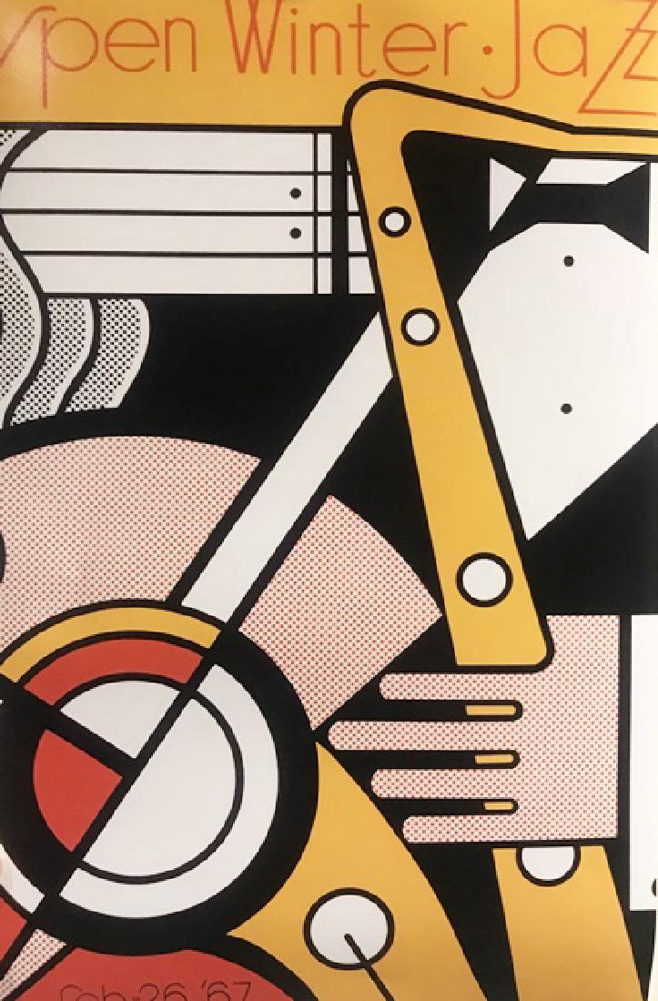 Roy Lichtenstein Lithograph - Aspen Winter Jazz: Roy Lichtenstein Lithograph "Aspen Winter Jazz". The American Pop artist Roy Lichtenstein is best recognised for his reworking of cartoon and comic illustration. His prints and paintings bear a partic