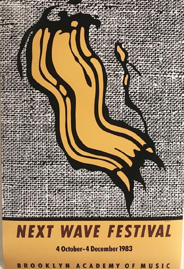 Roy Lichtenstein Lithograph - Next Wave Festival: Roy Lichtenstein Lithograph "Next Wave Festival". The American Pop artist Roy Lichtenstein is best recognised for his reworking of cartoon and comic illustration. His prints and paintings bear a parti