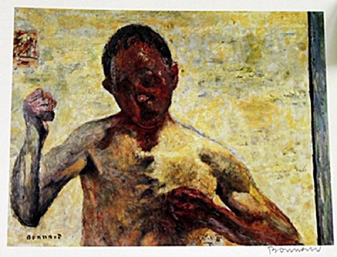 Bonnard - The Boxer (Self-portrait) - Lithograph: The Boxer (Self-portrait) Lithograph, attributed to Pierre Bonnard. Pierre Bonnard was a French painter and printmaker, as well as a founding member of the Post-Impressionist group of avant-garde pain