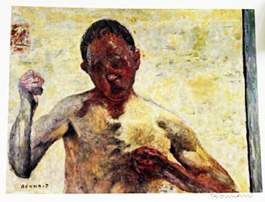 Bonnard - The Boxer (Self-portrait) - Lithograph: The Boxer (Self-portrait) Lithograph, attributed to Pierre Bonnard. Pierre Bonnard was a French painter and printmaker, as well as a founding member of the Post-Impressionist group of avant-garde pain