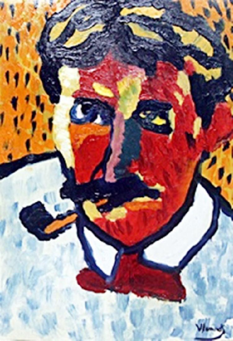 Andre Derain - Oil - Maurice De Vlaminck: Oil Painting on Paper attributed to Maurice De Vlaminck, bearing a signature, Size Approx. 12 x 8 Inches
