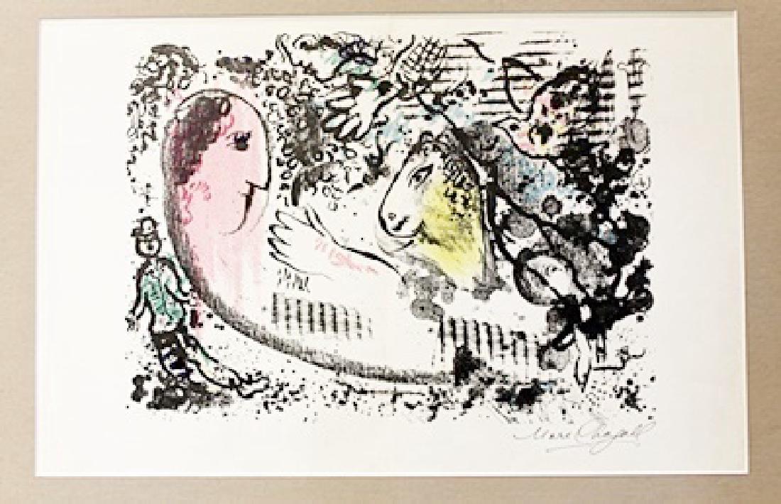 Marc Chagall Signed Lithograph 114: Signed Marc Chagall Lithograph. Marc Zakharovich Chagall was a Russian-French artist of Belarusian Jewish origin. An early modernist, he was associated with several major artistic styles and created w