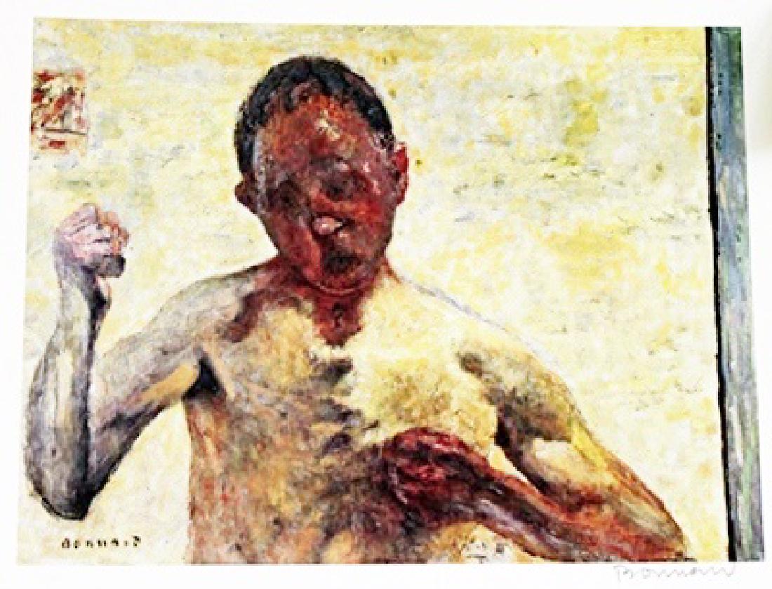 Bonnard - The Boxer (Self-portrait) - Lithograph: The Boxer (Self-portrait) Lithograph, attributed to Pierre Bonnard. Pierre Bonnard was a French painter and printmaker, as well as a founding member of the Post-Impressionist group of avant-garde pain