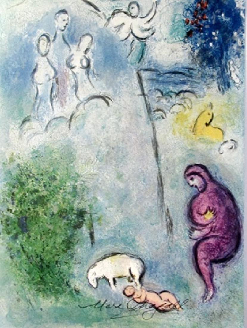 Marc Chagall lithograph - Dryas Discovers Chloe: Signed lithograph by Marc Chagall. Marc Zakharovich Chagall was a Russian-French artist of Belarusian Jewish origin. An early modernist, he was associated with several major artistic styles and create