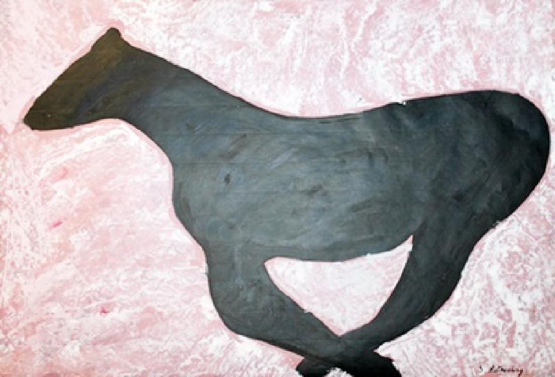 The Horse - Susan Rothenberg - Oil On Paper: Oil on paper attributed to Susan Rothenberg "The Horse" approx. 19x13 in. Susan Rothenberg is an American contemporary painter. Rothenberg’s first solo exhibition in New York in 1975 was at the 112 