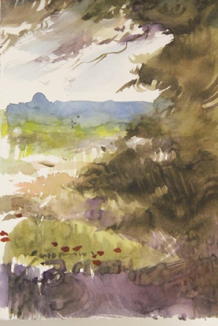 "SUMMER III BY MICHAEL SCHOFIELD: HAND SIGNED ORIGINAL WATERCOLOR ON PAPER, IMAGE SIZE: 8X11.5. Schofield was born in Florida 1947, but his family moved to California that same year. He began to paint and study watercolor in high scho