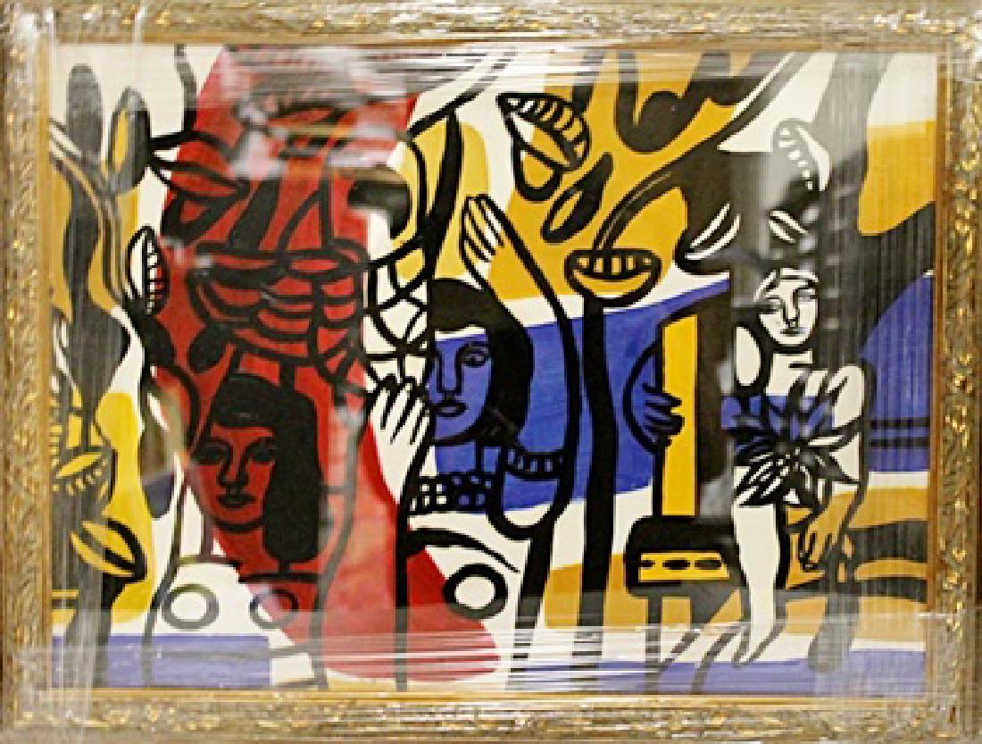 Fernand Leger - The Jungle - Oil on paper: Oil on paper, Fernand Leger "The Jungle" approx. 15x11 in. Joseph Fernand Henri Léger was a French painter, sculptor, and filmmaker. In his early works he created a personal form of cubism which he g