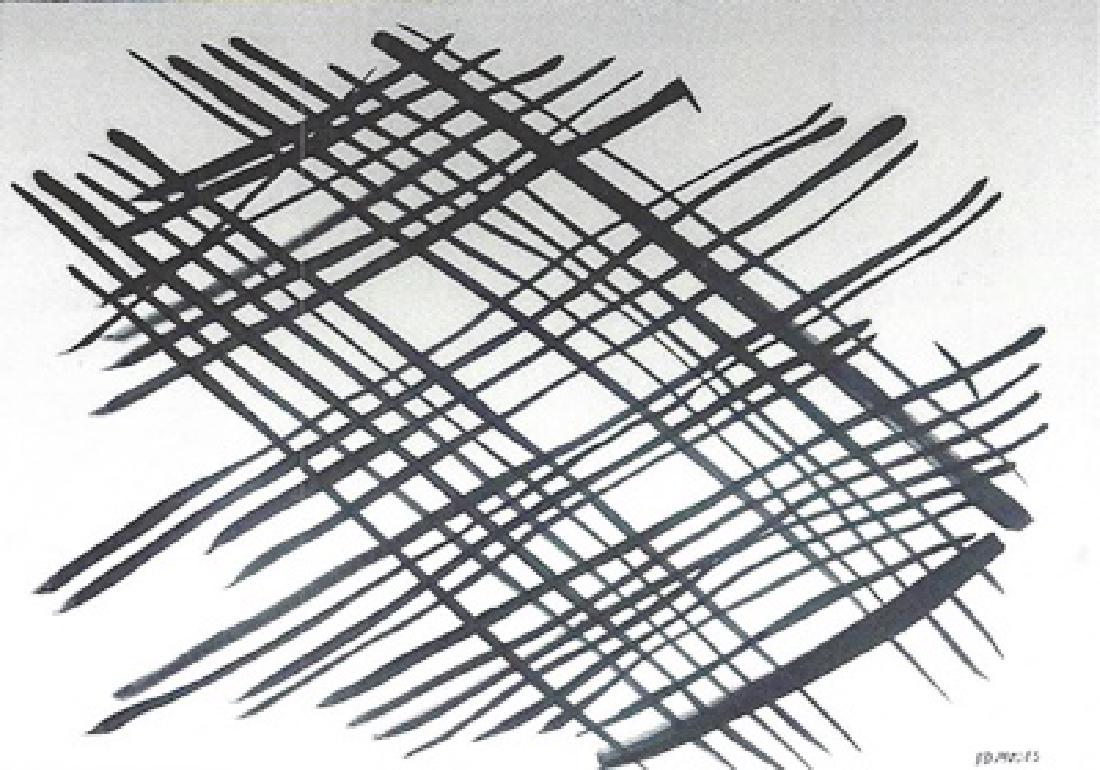 Ed Moses - Oil On Paper: Oil on paper by Ed Moses, approx. 19x14 in. Ed Moses was an American artist based in Los Angeles and an innovative and central figure of postwar West Coast art. Moses exhibited at the Ferus Gallery in