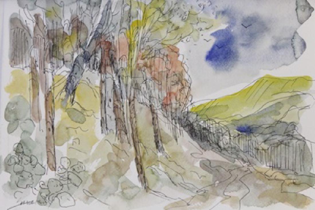 "FAR AWAY" BY MICHAEL SCHOFIELD: ORIGINAL WATERCOLOR ON PAPER, IMAGE SIZE: 12X9". Schofield was born in Florida 1947, but his family moved to California that same year. He began to paint and study watercolor in high school. Like most