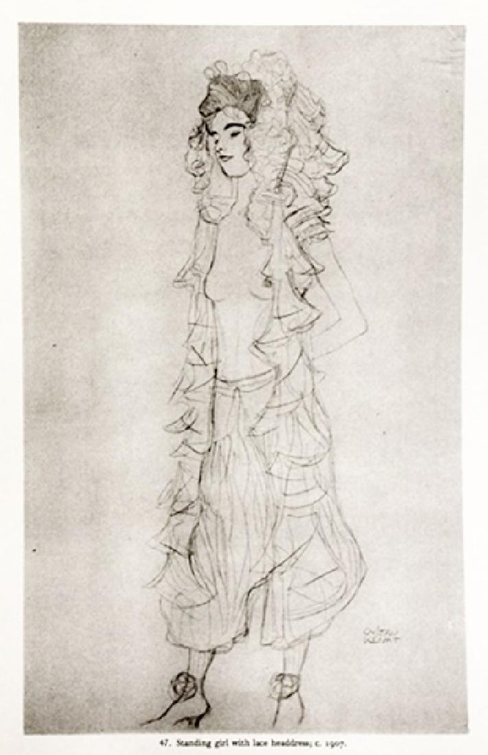 Gustav Klimt Lithograph Drawing: Authentic lithograph drawing out of the book by Gustav Klimt. Unframed dimensions approx 9 x 12. This piece comes matted ready to be framed.