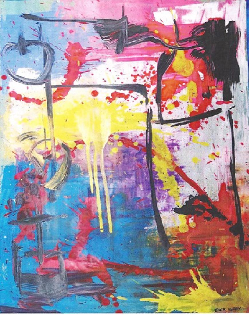 Dick Wray - Oil On Paper: Oil on paper by Dick Wray, approx. 19x14 in. Richard "Dick" Wray was an American abstract expressionist painter whose work had an influence on the art scene in Houston, Texas. After an art career span